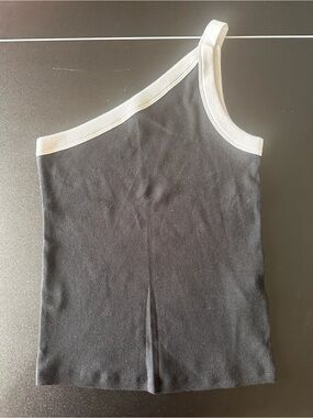 Abercrombie & Fitch Black Ribbed Tank with White Trim